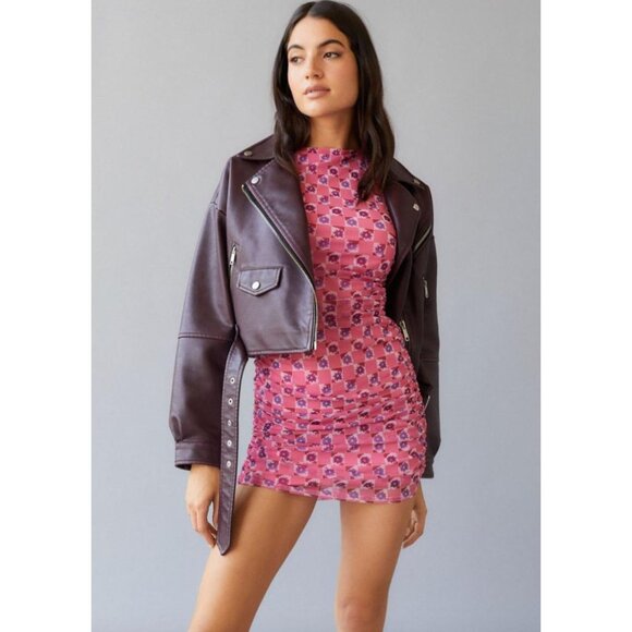 NEW Urban Outfitters UO Austin Mesh Dress Floral Pink Size M - Picture 1 of 8